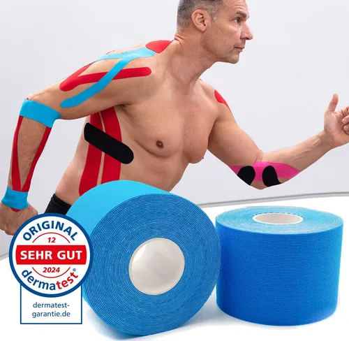 Axion Kinesiologie-Tape - Wasserfestes Sporttape Set, 500 x 5 cm (2-St) - Tapes für die Stabilisierung von Muskeln und Gelenken, wasserfest und atmungsaktiv, ideal für Sport und Therapie.