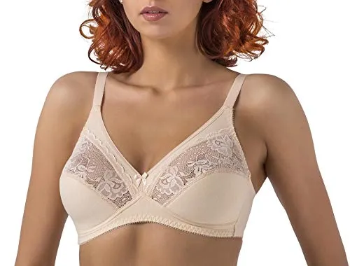 Verally BH ohne Bügel, Entlastungs BH | bequem | gepolsterte Cups | zarte Spitze | beige, schwarz, weiß | Gr. 75-90 A-E