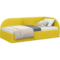 vidaXL Eckbettgestell Gelb 90 x 190 cm aus Samt von vidaXL