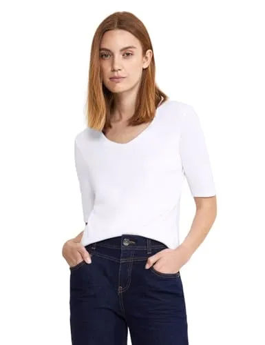 Street One Damen A317665 Basic Kurzarmshirt, Weiß, 34 von Street One