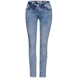 Street One Damen A378133 Jeans im Slim Fit - Light Blue Random Wash, 29W/30L - Modische Mid Waist Jeans im Slim Fit mit 5-Pocket Design, ideal für einen bequemen Tragekomfort dank Stretchanteil.