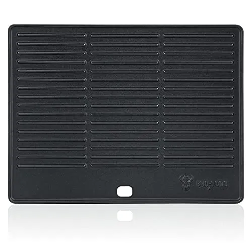 BBQ-Toro Gusseisen Grillplatte 40 x 31 cm - 2in1 Wendeplatte für jeden Grill - Grillplatten für vielseitiges Grillvergnügen - Ideal für Fleisch, Fisch und Gemüse mit Rippenstruktur für perfektes Branding und einfacher Reinigung dank Auslauf für überschüssiges Öl.