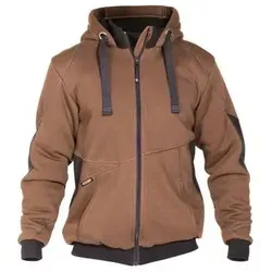 DASSY® Pulse Sweatshirt-Jacke - Größe L - LEHMBRAUN/ANTHRAZITGRAU - Funktionsjacke mit Cordura Ellbogen-Patches, ideal für Handwerk und Outdoor, bietet hohen Tragekomfort und Funktionalität.