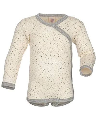 Baby Wickelbody langarm Wolle & Seide, Engel Natur, Gr. 50/56-74/80 (50-56, Natur (bedruckt))