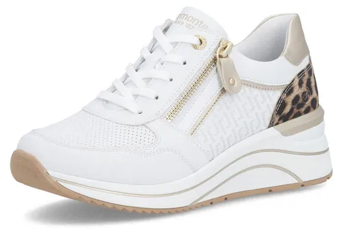 Remonte Sneaker aus Leder/Synthetik in Braun/Weiß – Größe 36 EU - Stylische Sneaker für Freizeitaktivitäten, bequem mit Keilabsatz und schnürbarem Design. Ideal für einen modischen Look im Alltag.