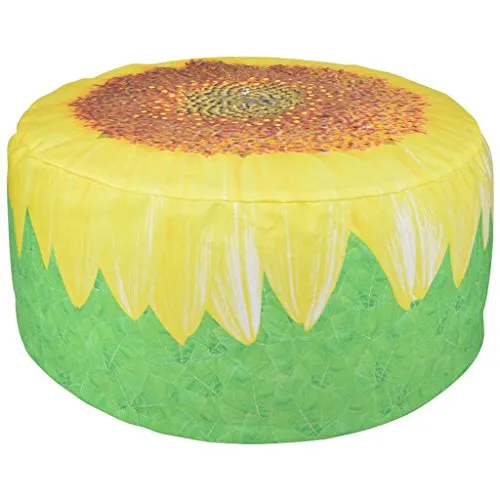 Esschert Design Outdoor Sitzkissen Sonnenblume aus Polyester, 58 x 58 x 33 cm, bequemer Sitzsack, in Blumendesign