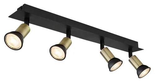 Deckenlampe 4-flammig schwarz gold - Beweglicher Spotstrahler für Wohnzimmer - Lampen: Edle Deckenleuchte mit 4 beweglichen GU10 Spots, individuell einstellbar für optimale Lichtgestaltung. Ideal für modernes Wohndesign.