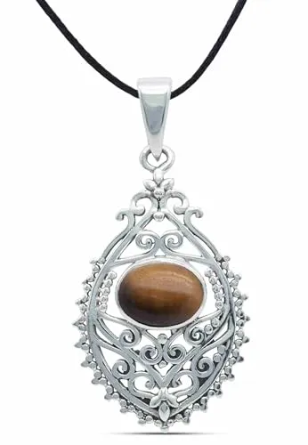 mantraroma Kettenanhänger 925 Silber Tigerauge - Edelstein Anhänger für Damen, handgefertigt aus 925 Sterlingsilber mit einzigartigem Tigerauge, das jeden Anhänger zum Unikat macht. Perfekt als besonderes Geschenk!