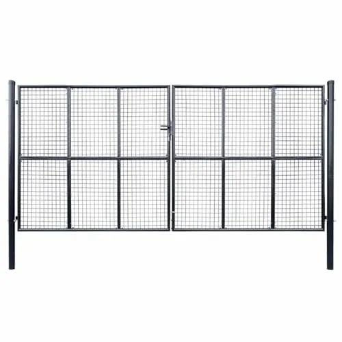 vidaXL Gartentor aus verzinktem Stahl 400x200cm – Doppeltor für Garten und Hof - Flügeltore aus rostbeständigem verzinktem Stahl mit einfacher Montage und stabiler Konstruktion, ideal als moderner Eingang zu Ihrem Garten oder Hof.