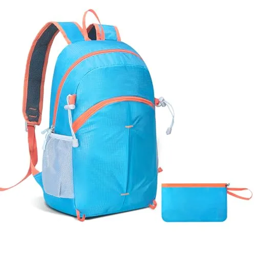 Romon Wanderrucksack Rucksack Hamen Herren, Leicht Wasserdichter Klein Faltbarer Backpack mit Rückenbelüftung Trekkingrucksack Sportrucksack Daypack Tagesrucksack für Camping Outdoor Travel, Hellblau