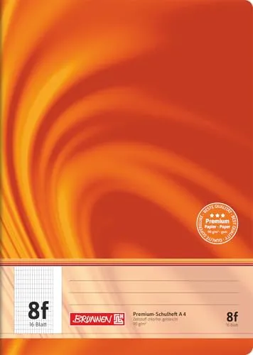 BRUNNEN 104470802 Premium-Schulheft DIN A4, 16 Blatt, einfaches Heft