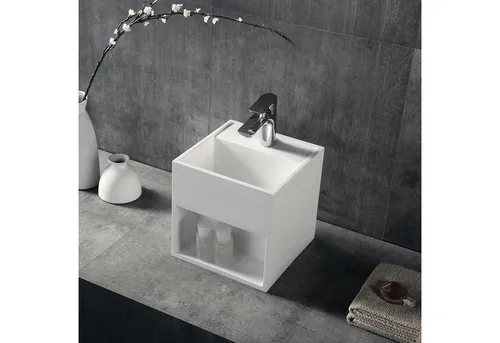 Bernstein Waschbecken TWG31 - Mineralguss 30x30 cm in Weiß matt - Elegantes Waschbecken aus robustem Mineralguss, ideal für moderne Badezimmer und kleine Räume.