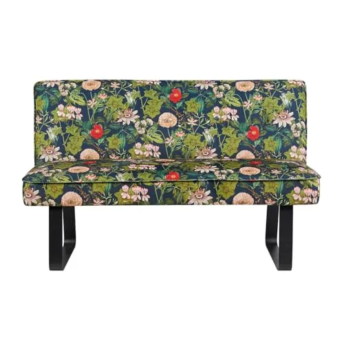 DUBI Möbel Sitzbank Emilia 140 cm – Moderne Esszimmerbank im Blumen-Design mit Federkernpolsterung - Hochwertige Federkernpolsterung für optimalen Sitzkomfort und ein florales Design, das frischen Wind in jeden Raum bringt. Ideal als Küchenbank oder für den Flur, mit stabilen Metallbeinen für sicheren Halt.