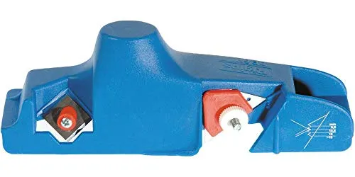 Kantenhobel L.235 mm blau - Einhandhobel für Gipskartonplatten, mit fest arretierten Viereck-Klinge (45°) und einstellbarer Dreieck-Klinge (23°) für verschiedene Plattenstärken, ideal zum Anfasen und Zuschneiden.
