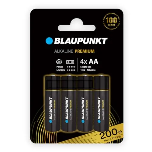 BLAUPUNKT Premium AA Alkalibatterien Packung mit 4, am besten für Gamecontroller und Spielsachen, LR6BPR/4CP
