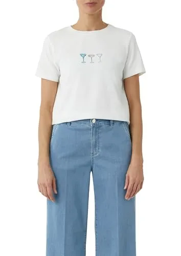 Comma Jersey-T-Shirt aus Baumwollmix mit Print