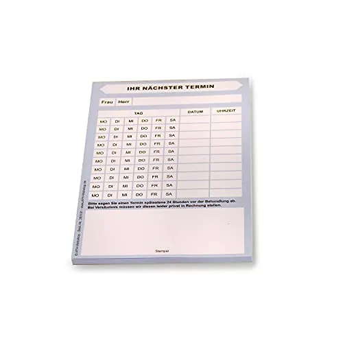 Terminblöcke mit je 50 Terminzettel | Terminblock | Terminzettelblock | Für Ärzte, Mediziner und Therapeuten | DIN A6 10