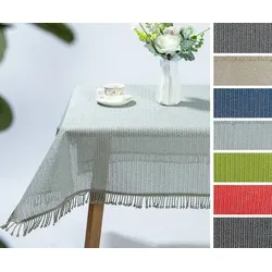 Beautex Tischdecke Moa Weichschaum Tischdecke mit Fransen Garten, Balkon, Terrasse (1-tlg) grau Eckig | 130 cm x 160 cm