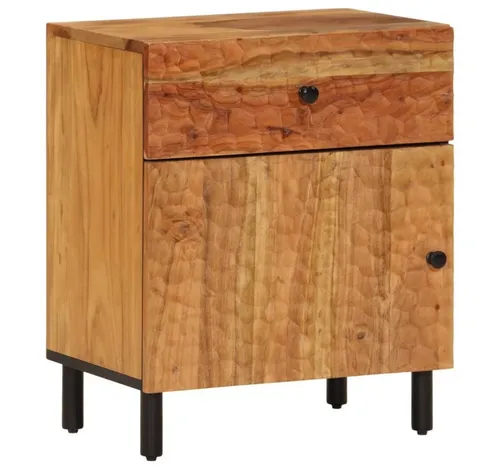 vidaXL Nachttisch aus massivem Akazienholz 50x33x60 cm - Eleganter Nachttisch aus robustem Akazienholz mit 1 Schublade und 1 Tür für optimalen Stauraum. Ideal für eine stilvolle und praktische Inneneinrichtung.