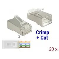RJ-45 Crimp+Cut Stecker Cat.6 STP transparent, 20 Stück