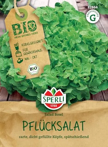 Sperli BIO Pflücksalatsamen, grün 82864 - Salatsamen für eine kübelgeeignete Salatpflanze mit einem Inhalt für 2 bis 3 lfd. Meter - Saatgut, Pflanzen
