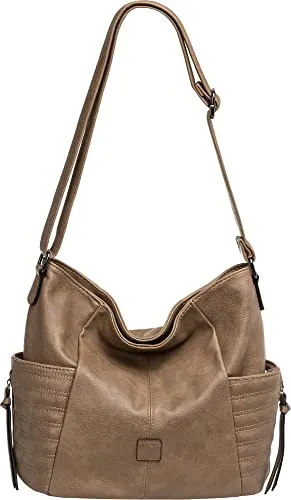 Caspar TS1073 mittelgroße sportliche Damen Crossbody Bag Umhängetasche, Farbe:khaki, Accessoires One Size:One Size