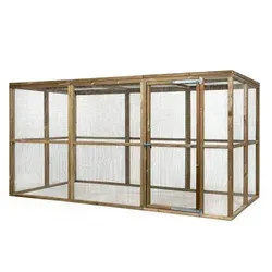 FATMOOSE Voliere CheeryChicken Cove – begehbarer Premium Hühnerstall aus massivem Holz, Hühnerhaus mit großem Auslauf, raubtiersicher überdacht, für Familien 179 cm x 363 cm