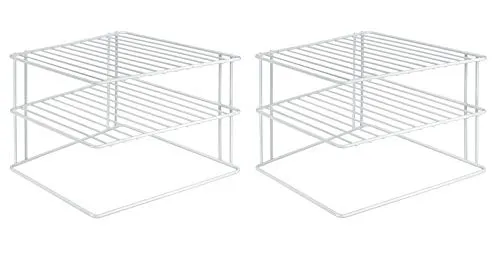 Gravidus 2er Set eckiger Schrankeinsatz - Schrankkörbe: Platzsparende und rostbeständige Lösung für die praktische Aufbewahrung von Tellern im Küchenschrank.