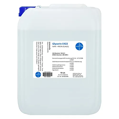 HERRLAN® Glycerin 99,5% – 10.000 ml pharmazeutisch rein - Laborchemikalien für die professionelle Kosmetikherstellung – 100% pflanzlich, vegan und in Reinraum-Qualität für höchste Ansprüche.
