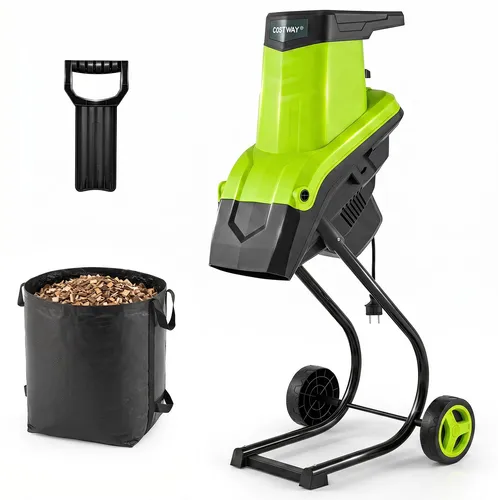 COSTWAY Elektrischer Gartenhäcksler 2500W mit 21:1 Häckselverhältnis