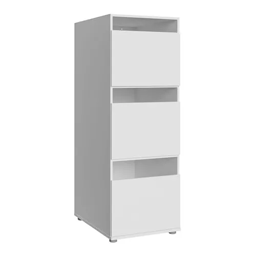 Produktbild Forte WASHCAB 50, moderner Badezimmerschrank zur Aufbewahrung von Putz- und Waschutensilien, 3-türig, Badezimmer, Holzwerkstoff, Weiß, 50 cm breit x 143,3 cm hoch x 67,5 cm tief