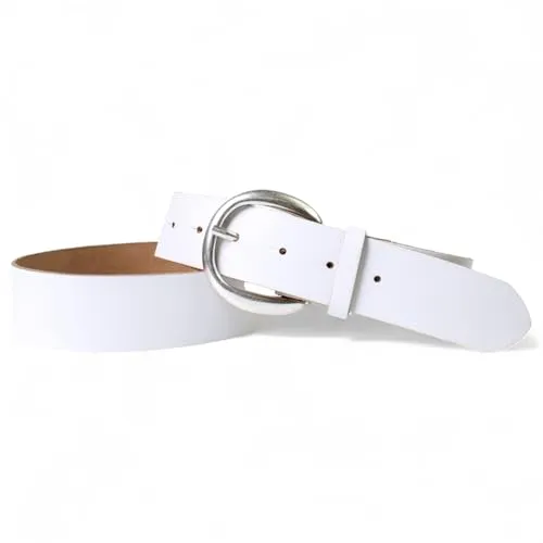 FRONHOFER Damen Ledergürtel Rindsleder 4 cm breit Schnalle 6,5 x 6 cm silber Made in Germany Größen 85-125 für Jeans Taille Hüfte