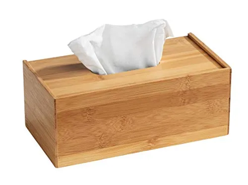 WENKO Bambus Kosmetiktuch-Box Terra - Kosmetiktuchspender, Bambus, 25 x 13 x 10 cm, natur, Braun, 13 x 10 x 25 cm