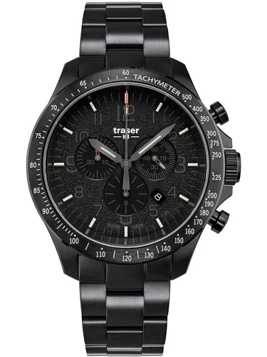 Traser H3 P67 Officer Chronograph - Sportliche Herrenuhr 46mm mit 10ATM - Hochwertige Herrenuhr aus PVD-beschichtetem Edelstahl mit Chronograph, Datumsanzeige und 10 ATM Wasserdichtigkeit. Ideal für Outdoor-Aktivitäten und sportliche Anlässe.