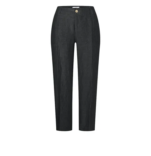 MAC Stoffhose NORA aus Leinen Damen schwarz, Größe 46 - Caprihose aus reinem Leinen mit geradem Beinverlauf und praktischen Taschen – perfekt für einen luftigen, sommerlichen Look.