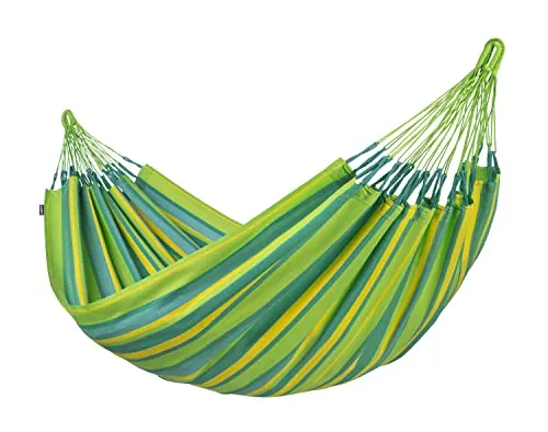 La Siesta® Brisa - Handgefertigte Hängematte in Lime - Hängematte für drinnen und draußen, handgefertigt in Kolumbien. Mit 140 cm Breite aus wetterbeständiger Funktionsfaser für entspannte Momente im Garten oder Zuhause.