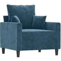 vidaXL Sessel Blau 60 cm Samt - Sofas & Sessel, stilvoller blauer Samt-Sessel mit 60 cm Höhe, ideal für elegantes Wohnen und entspannende Momente