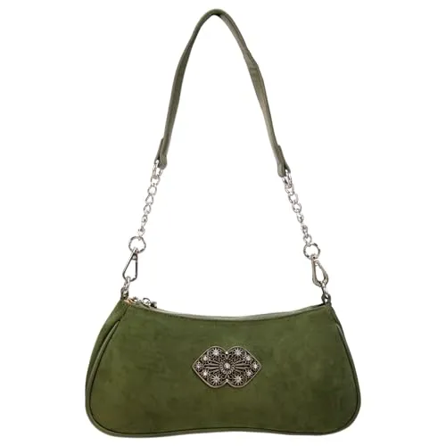 Alpenflüstern Trachtentasche Lissy - Damen Trachten Handtasche, Schultertasche fürs Dirndl, Tasche zur Tracht, Dirndltasche (grün) DTA095