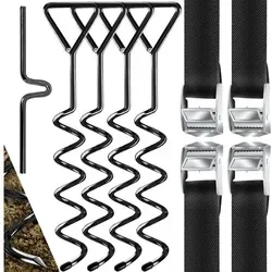 Kesser - 4 Bodenanker, Erdanker 9-teiliges Set, Befestigung Für Trampolin, Schaukel, Pavillon, Partyzelt, Gartenhaus, Schaukel, Zelt, Aus 1cm Ø, Schwarz