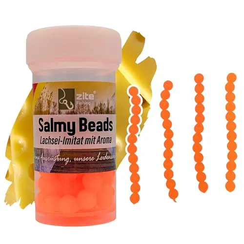 Zite Fishing Salmy Beads Forellenköder Lachsei Imitat – UL Ultra Light Gummiköder Forelle Handmade, Phthalatfrei, Made in Germany mit Flavour Aroma Käse (Orange)