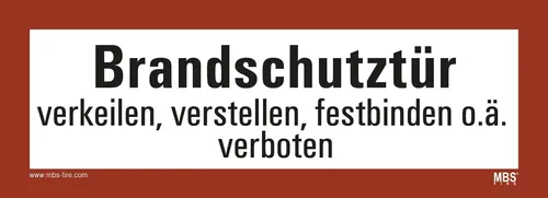 Schild Brandschutztür selbstklebende Folie nach DIN verkeilen, verstellen...