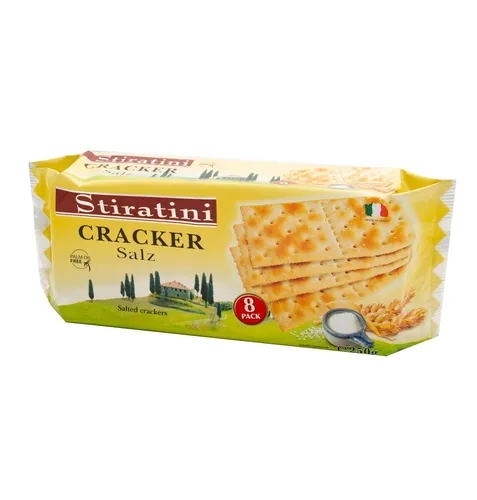 Stiratini Cracker gesalzen 250g - Salzige Cracker aus Italien, perfekt für Snacks und Partys. Genießen Sie den unwiderstehlichen Geschmack und die knusprige Textur!