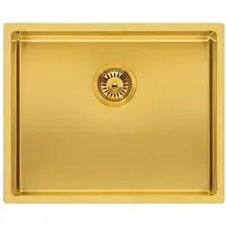 Reginox MIAMI 50X40 Gold - Integriertes Edelstahl Spülbecken - Hochwertiges Spülbecken aus Edelstahl, elegant in Gold, perfekt für moderne Küchen und platzsparend mit integrierter Bauweise.