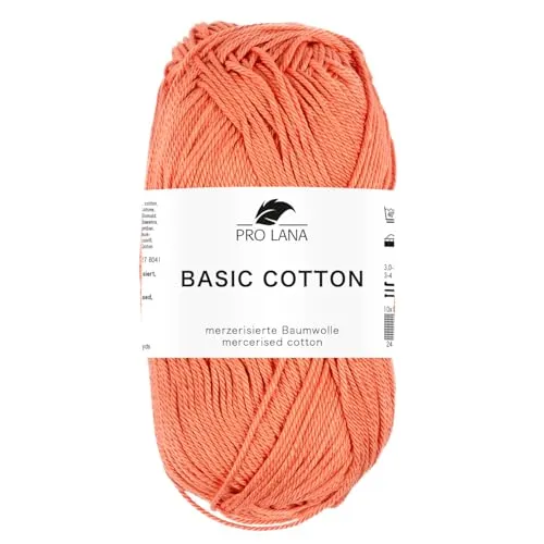 Pro Lana BASIC COTTON Baumwollgarn 50 g ideal für Kleidung, Spielzeug, Accessoires 125 m, Farbe:228 - scampi