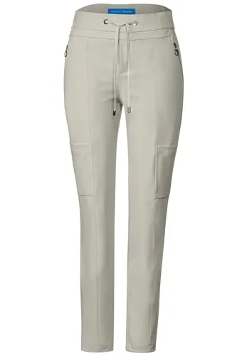 STREET ONE Jogger Pants Middle Waist in Dolomite Stone - Stylische Jogginghose mit normaler Leibhöhe und schmaler Passform, ideal für lässige Outfits und bequemes Tragen.