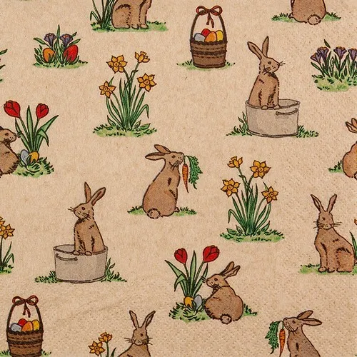 Servietten aus Recycling-Papier Little Rabbits eco Niedliche Hasen Ostern 33x 20