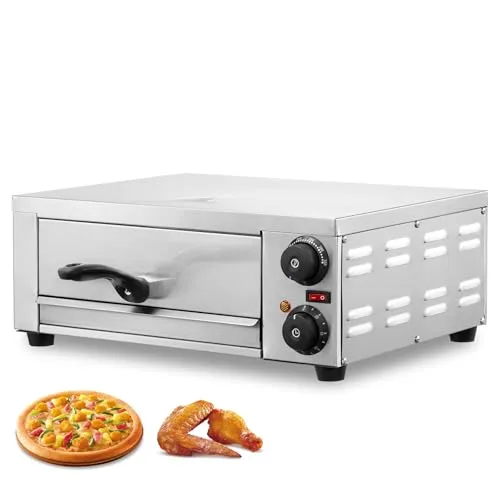 VEVOR Elektrischer Pizzaofen aus Edelstahl, 1-Lager 306 mm, Drehknöpfe, Mehrzweck-Pizzamaker für Restaurant und Zuhause