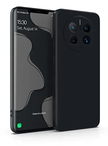 MyGadget Hülle für Huawei Mate 50 Pro - robuste Silikon Schutzhülle TPU Case Slim Silikonhülle - Back Cover Kratzfest Handyhülle - Matt Schwarz