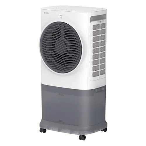 BE COOL Premium Air Cooler BC6ACP2501W - Klimaanlage mit 6,5L Wassertank für langanhaltende Kühlung und WiFi-Funktion. Erreicht eine Luftstromreichweite von bis zu 11 Metern und sorgt für eine hohe Luftzirkulation von 340 m³/Stunde.