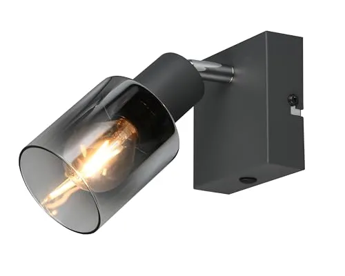 Reality Leuchten Wandspot Cadiz R81781042, Metall Anthrazit, Glas Chrom bedampft, exkl. 1x E14
